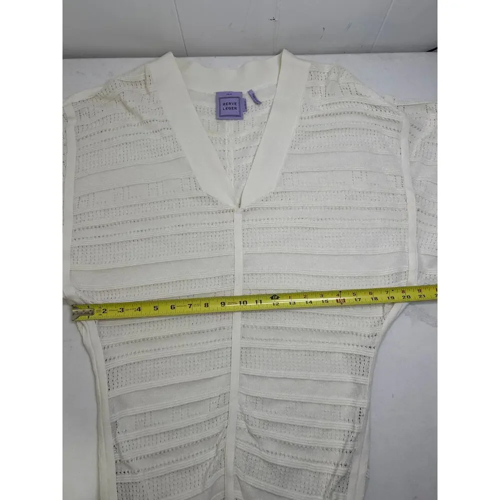 Herve Leger Marian Knit Cover Up in Alabaster. Size XS/S